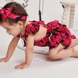 Moonlit Blooms Ruffle Strap Bubble Romper