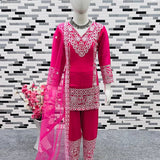 Hot pink Mommy & Me Sharara Set