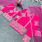 Hot pink Mommy & Me Sharara Set