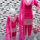 Hot pink Mommy & Me Sharara Set