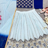 Royal Lengha choli in Blue or Green
