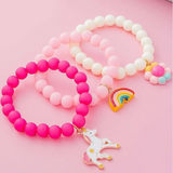 Kids Unicorn Rainbow Beaded Bracelet Trio Set