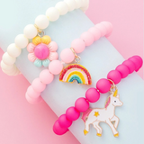 Kids Unicorn Rainbow Beaded Bracelet Trio Set