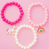 Kids Unicorn Rainbow Beaded Bracelet Trio Set