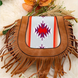 Brown Aztec Mini Crossbody Fringe Bag