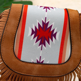 Brown Aztec Mini Crossbody Fringe Bag