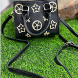 Star Print Mini Black Crossbody Bag