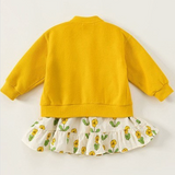 Yellow Flower Dress with Yellow Cardigan