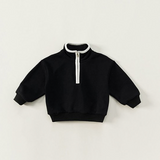 Casual Half Zip Black Sweatshirt