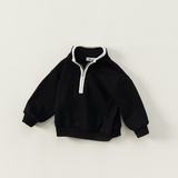 Casual Half Zip Black Sweatshirt