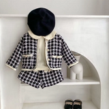 Château Chic- Black and White Plaid Jacket and Short Set