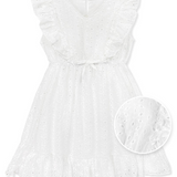 'Bonnie Bianca' White Eyelet Dress w/ Ruffle Sleeves