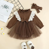 Earthy Enchantment Lace Ruffle Romper Dress