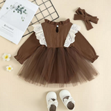 Earthy Enchantment Lace Ruffle Romper Dress