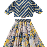 Blue & Yellow Floral Abstract Lehenga choli