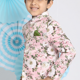 Pink & White Floral Slim-Fit Jodhpuri Blazer