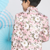 Pink & White Floral Slim-Fit Jodhpuri Blazer
