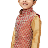 Maroon & Gold Festive Silk Nehru Jacket