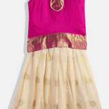 Pink & Cream Pavadai Set