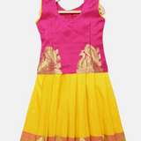 Pink & Yellow Pavadai Set