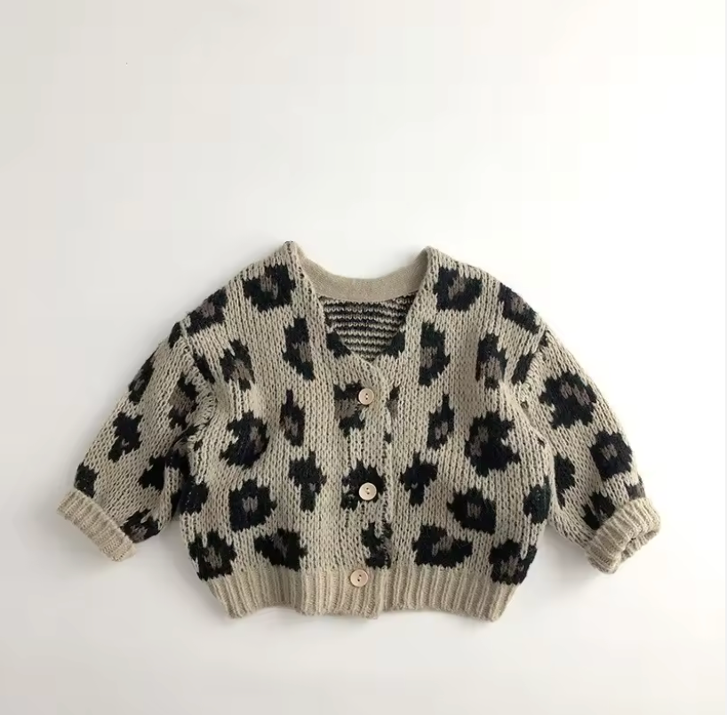 Unisex Leopard Knit Cardigan
