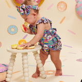 Donut Space Out Ruffle Strap Bubble Romper