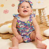 Donut Space Out Ruffle Strap Bubble Romper