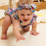 Donut Space Out Ruffle Strap Bubble Romper
