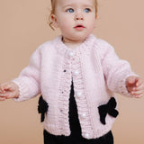 Bow Cardigan, Baby Pink/Black | Kids Sweater