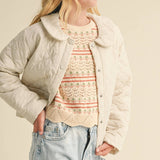 Cream Drop Shoulder Puff Jacket