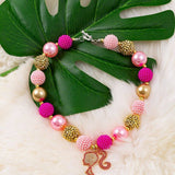 Bubble Bead Pink Fancy Charm Necklace