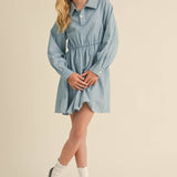 Girls' Long Sleeve Chambray Shirt Dress