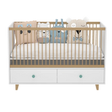 Elegant Light Crib with 2 Drawers