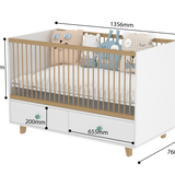 Elegant Light Crib with 2 Drawers