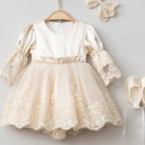 Lace Baptism Dress Set in 4 Pcs