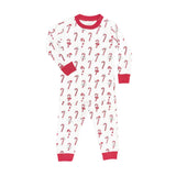 Candy Cane Classic Two Piece Pajama Set in White