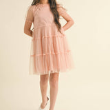 Girls Pink Ruffle A-line Dress