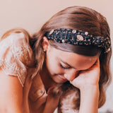 Embellished Knot Headband - Tweed Rhinestone Pearl